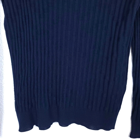 Corneliani Men's Virgin Wool Ribbed Navy Blue Jumper Sweater - Picture 4 of 15